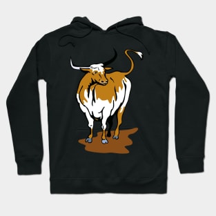 Texas Longhorn Bull Standing  Retro Hoodie